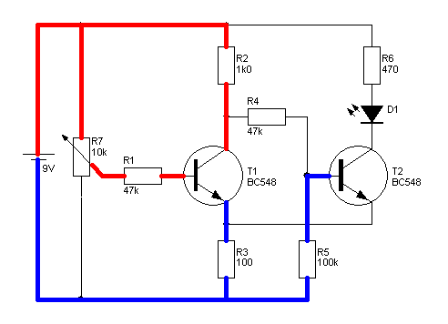 Batteriewächter mit 2 Schaltpunkten mittels MOSFET und Schmitt-Triger 